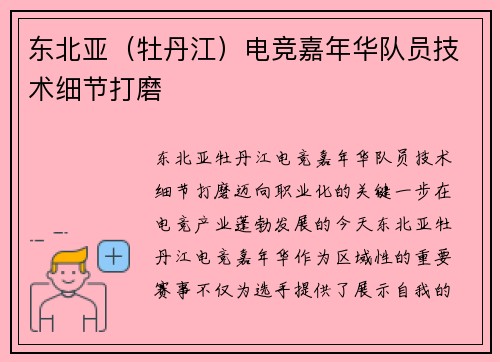 东北亚（牡丹江）电竞嘉年华队员技术细节打磨